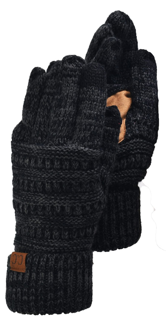 C.C unisex cable knit gloves — winter warm anti-slip touchscreen design