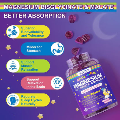 Magnesium glycinate gummies — sugar free with B6D3 and L-theanine for relaxation