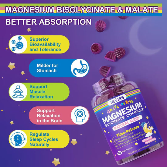 Magnesium glycinate gummies — sugar free with B6D3 and L-theanine for relaxation