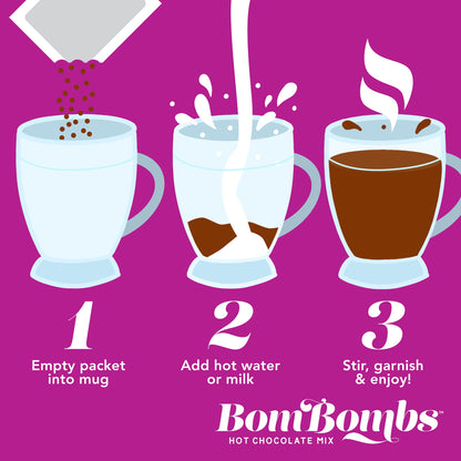 Bombombs hot chocolate mix gift set - mini cup packaging with assorted flavors, set of 6