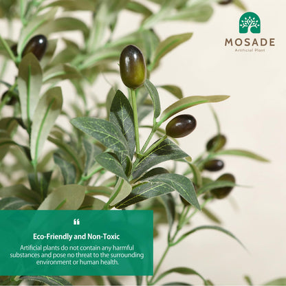MOSADE artificial olive tree - handmade seagrass basket with artificial flowers