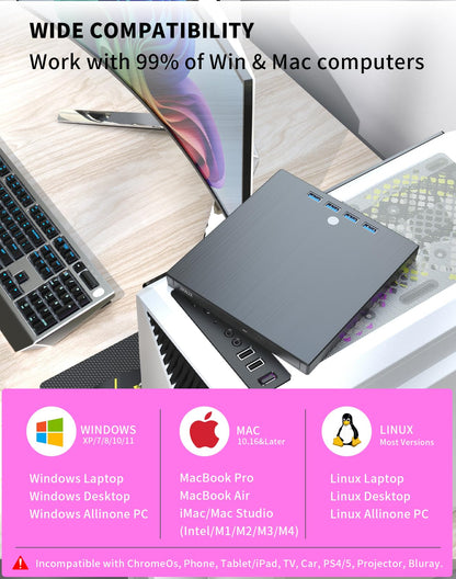 Optical disc drive — 9 in 1 USB 3.0 and Type-C with multiple ports and slots