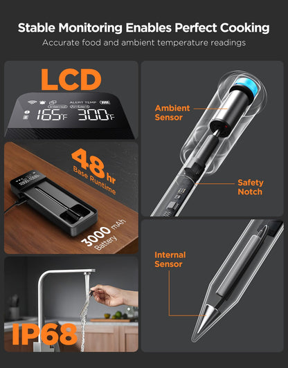 GoveeLife meat thermometer — Bluetooth wireless with 1 and 4 probes