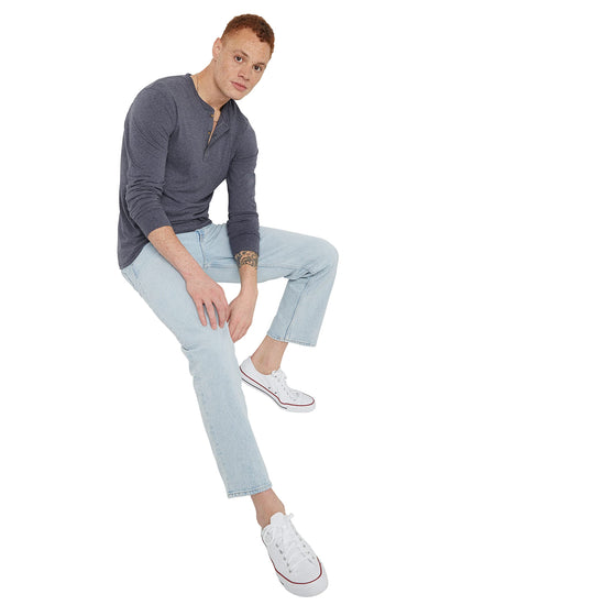 Hanes Originals men's tri-blend long sleeve henley shirt — lightweight design