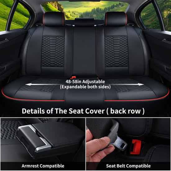 Coverado seat covers — waterproof nappa leather for cars in black and red