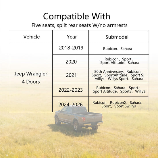 EKR Wrangler seat covers - Custom fit neoprene for Jeep Wrangler 4 door 2018-2026