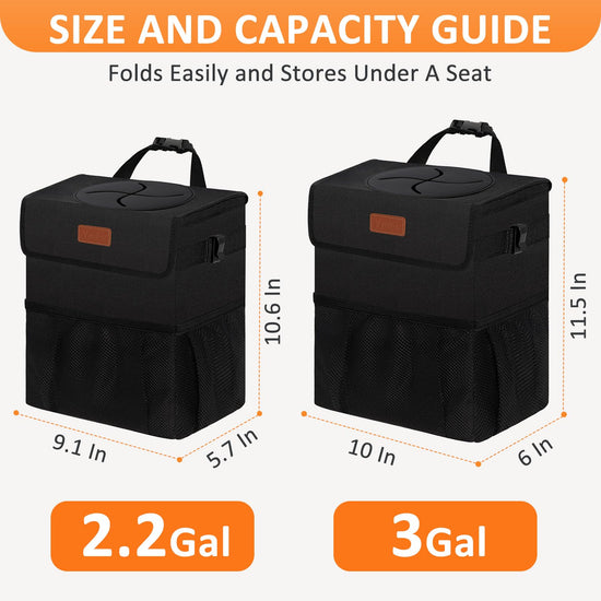 Vankor car trash can - hanging lid design for back seat use