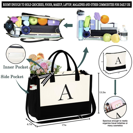 Yoolife tote bag — Monogrammed initial design for women and moms