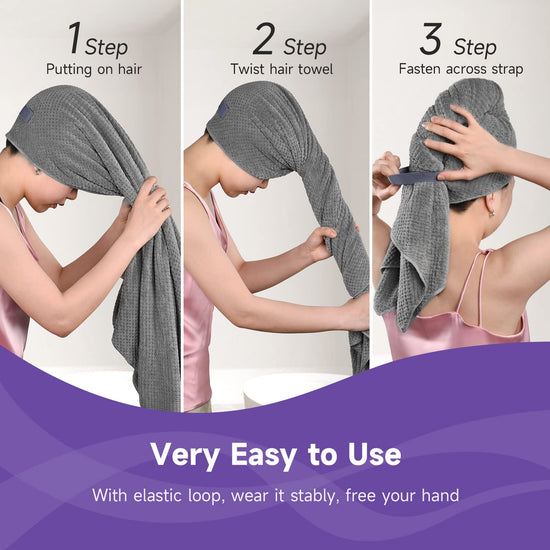 Umisleep towel — extra large microfiber hair towel for long, curly, thick hair