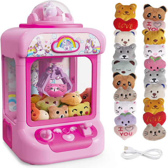 Marlrin claw machine with sound and 20 mini plush toys for kids