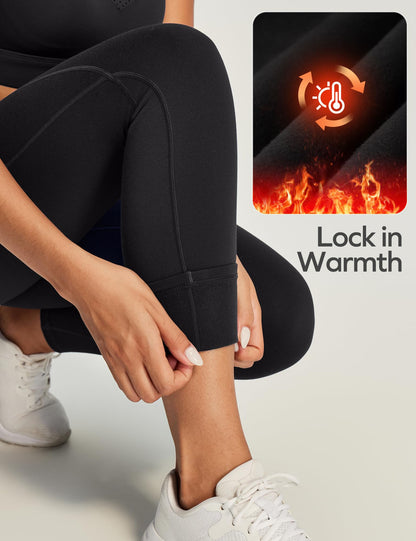 Ewedoos fleece lined leggings with pockets for women