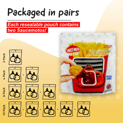 Saucemoto dip clip — in-car sauce holder for ketchup and dipping sauces