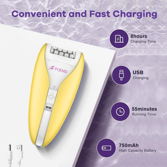Epilator — Silent facial hair removal device with smooth glide tech and 36 tweezers