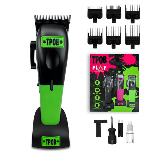 TPOB hair trimmer with rubber grips and 7500 RPM motorTPOB hair trimmer — 7500 RPM motor with rubber grips