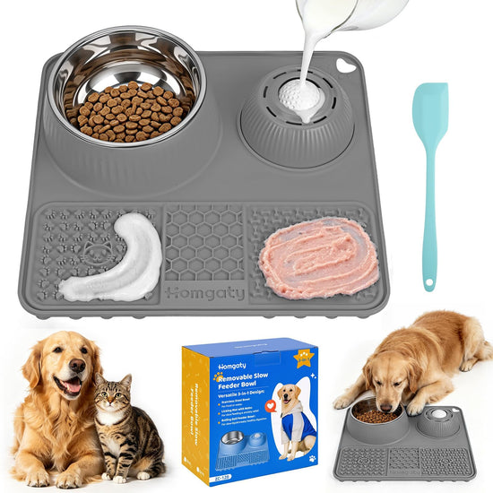 Homgaty pet feeder — 3-in-1 lick bowl with anti-slip design and rolling ball