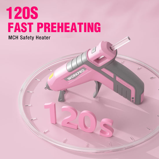WORKPRO hot glue gun - cordless, fast preheating and USB-C rechargeable