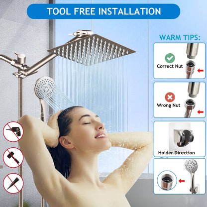 Showerhead — 10 inch high pressure with handheld shower head combo and extension arm