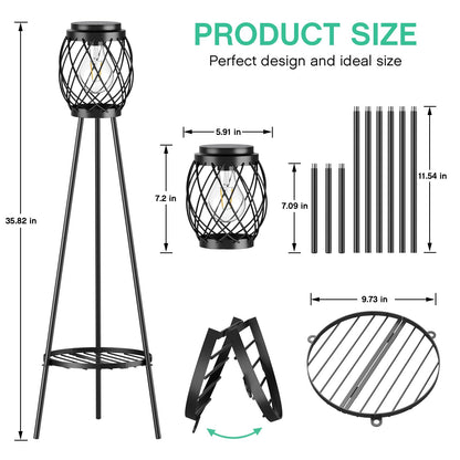 MXwcy solar lamps with plant stands 2 pack