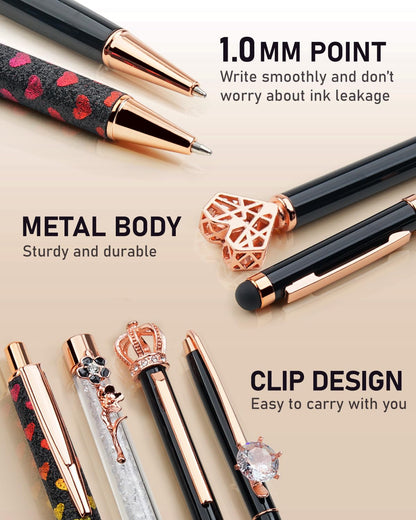 WEMATE ballpoint pen set — bling design for women