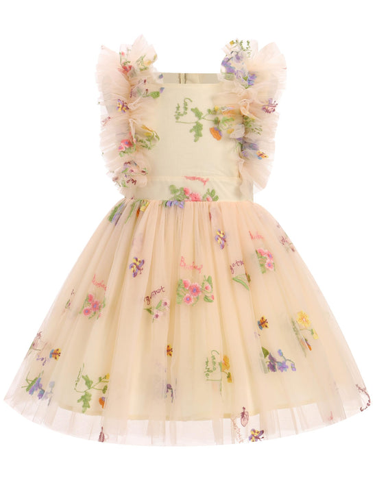 Dress — Confetti birthday princess with ruffle sleeves for girls 3-10T