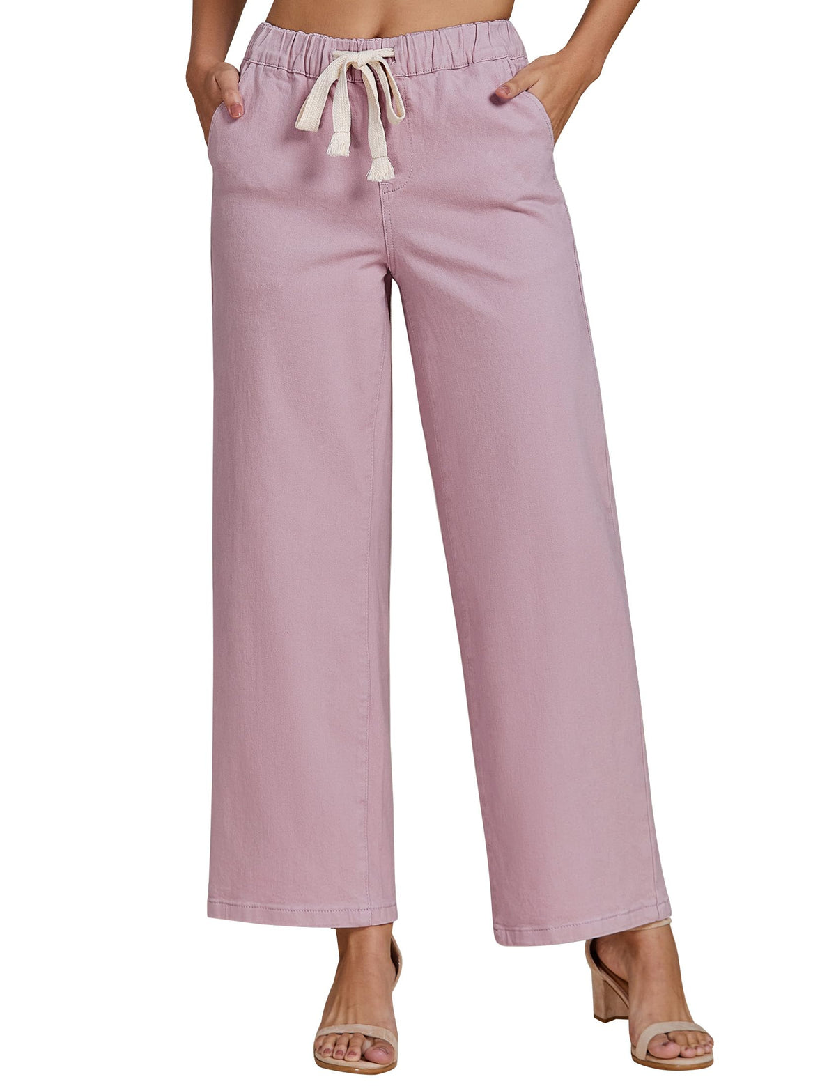 Luvamia wide leg jeans - high waisted pull on denim pants with pockets