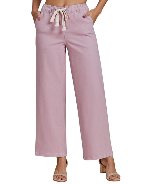 Luvamia wide leg jeans - high waisted pull on denim pants with pockets