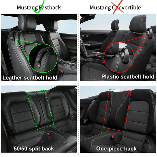 Vehicle seat cover — Custom fit faux leather for 2015-2026 Ford Mustang Fastback