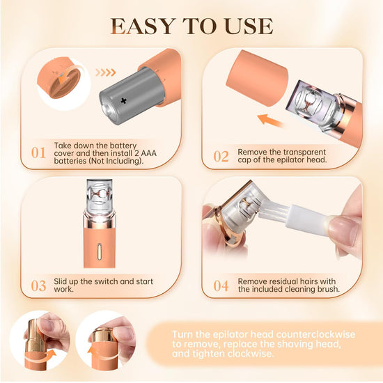 Silent Epilator for Women, 2-Speed Facial & Body Hair Remover, Smooth Glide Technology, for Face, Legs, Bikini & Arms