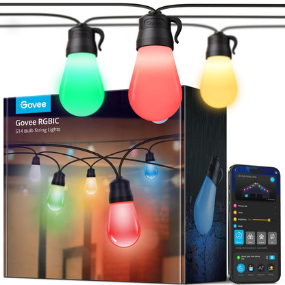 Govee string lights — Bluetooth RGBW outdoor with app control and waterproof design