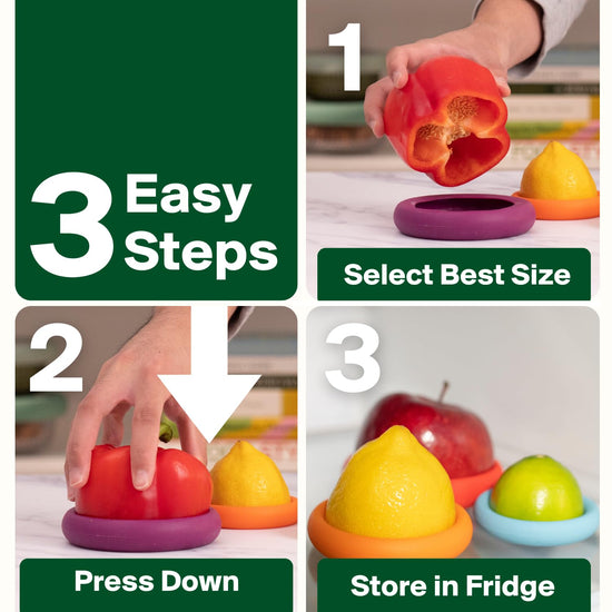 Food storage container — Reusable silicone covers for fruits and vegetables