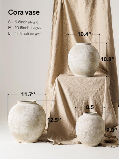 Large White Ceramic Vase - 9.8 Inch Rustic Farmhouse Flower Vase for Home Decor, Minimalist Tall Vases for Living Room, Table, Bathroom, Holiday & Weddings (Sandstone Yellow)