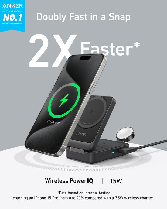 Anker charging adapter — 3-in-1 MagSafe-compatible design for iPhone and Apple devices