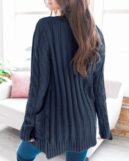 Sweater — Cable knit open front cardigan by Goranbon