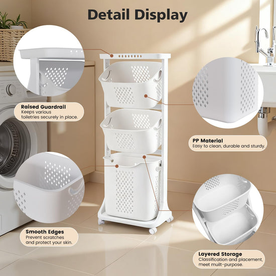 BAOKALER laundry hamper with removable rolling baskets and wheels