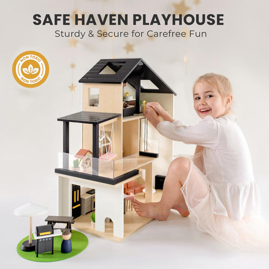 Tiny Land doll house — Modern family design with 53 pieces of furniture