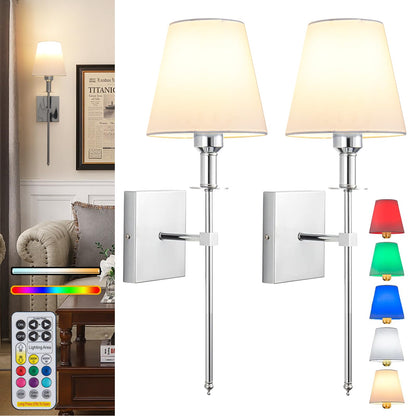 jengush wall light — battery operated sconce with remote dimmable bulb set of 2