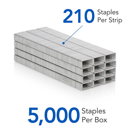 Swingline staples — standard 1/4 inch length, 5000 per box, 210 per strip