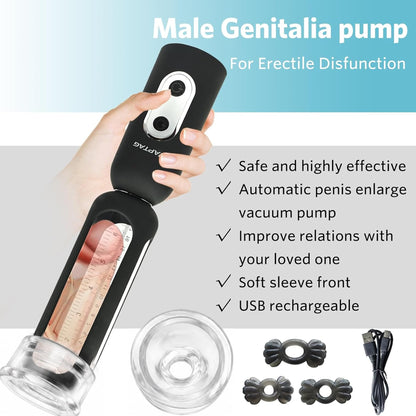 Medical-Grade Vacuum Erection Device for Erectile Electric Penis Enlarge Vacuum Pump with 4 Suction Male Genitalia Enlargement Rechargeable Automatic High-Vacuum Penis Enlargement Extend Pump