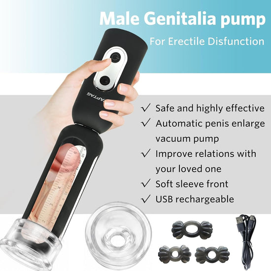 Medical-Grade Vacuum Erection Device for Erectile Electric Penis Enlarge Vacuum Pump with 4 Suction Male Genitalia Enlargement Rechargeable Automatic High-Vacuum Penis Enlargement Extend Pump