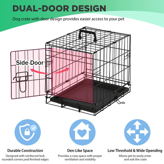 BestPet dog crate with double-door and removable tray for large dogs
