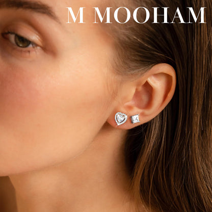 M MOOHAM hypoallergenic flat back stud earrings set for women and men - 14k gold/silver plated