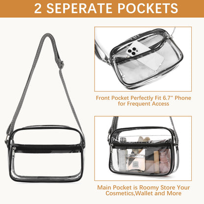 BOSTANTEN clear bag - stadium approved crossbody handbag for events and concerts