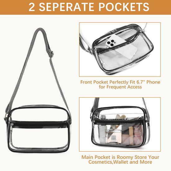 BOSTANTEN clear bag - stadium approved crossbody handbag for events and concerts