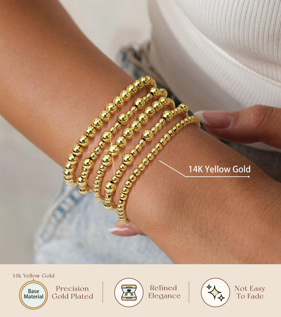 adoyi bracelet set — 14K gold plated beaded stretch bracelets for women