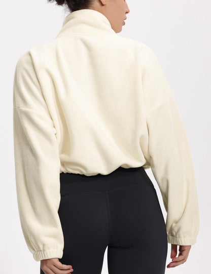 Coat — Fleece cropped jacket with drawstring hem and pockets by The Gym People