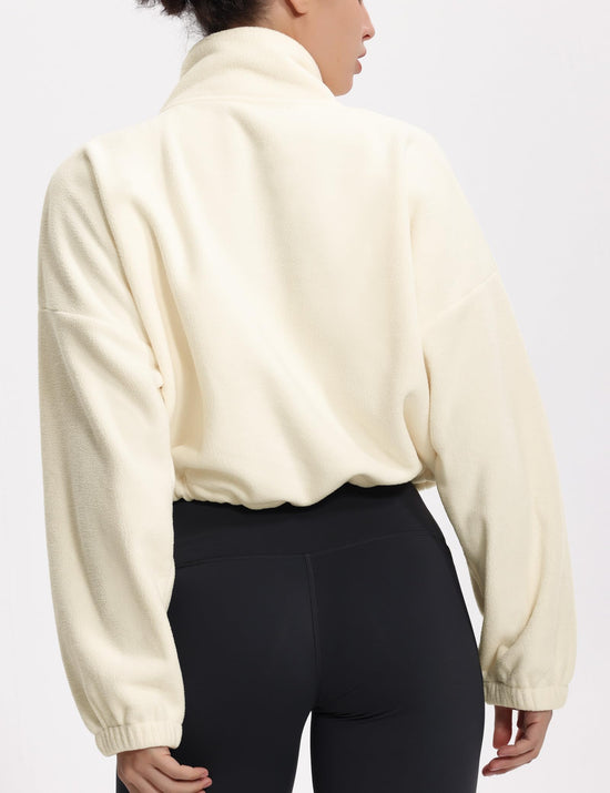 Coat — Fleece cropped jacket with drawstring hem and pockets by The Gym People