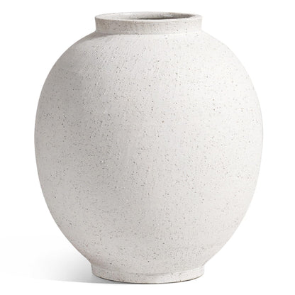 Large White Ceramic Vase - 9.8 Inch Rustic Farmhouse Flower Vase for Home Decor, Minimalist Tall Vases for Living Room, Table, Bathroom, Holiday & Weddings (Sandstone White)
