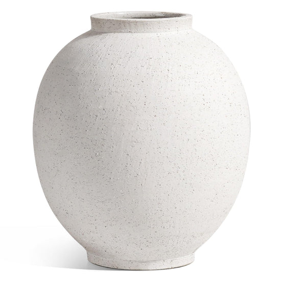 Large White Ceramic Vase - 9.8 Inch Rustic Farmhouse Flower Vase for Home Decor, Minimalist Tall Vases for Living Room, Table, Bathroom, Holiday & Weddings (Sandstone White)