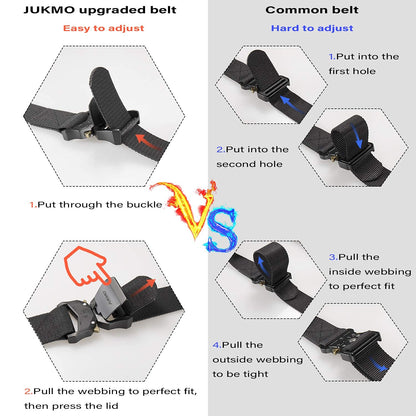JUKMO tactical belt — military hiking rigger with heavy duty quick release buckle