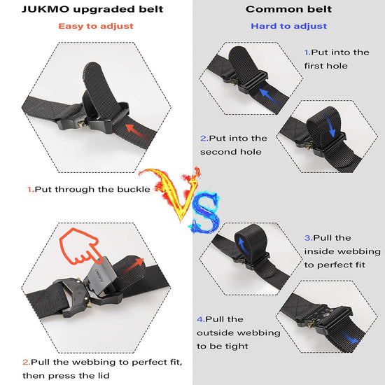 JUKMO tactical belt — military hiking rigger with heavy duty quick release buckle